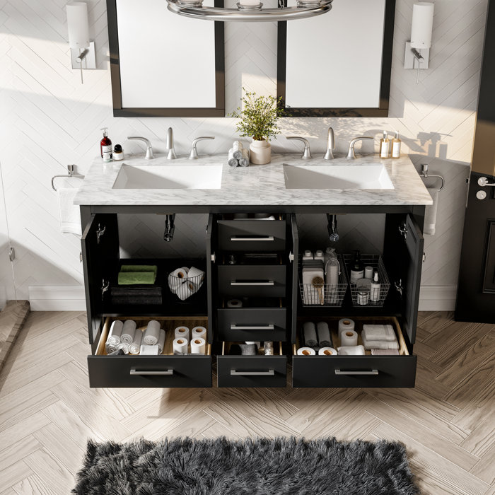 Brayden Studio® Zeringue 84'' Free Standing Double Bathroom Vanity with